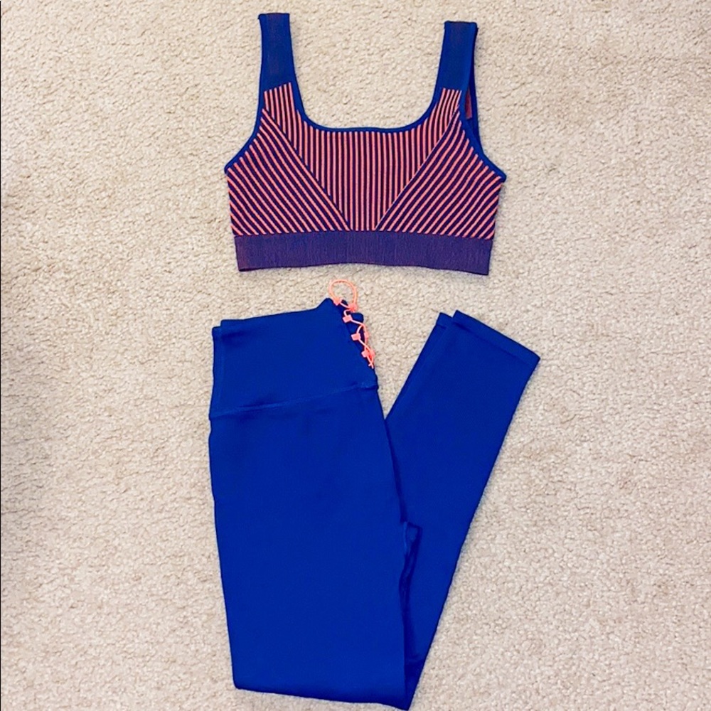 Fabletics Blue and Pink Striped Top